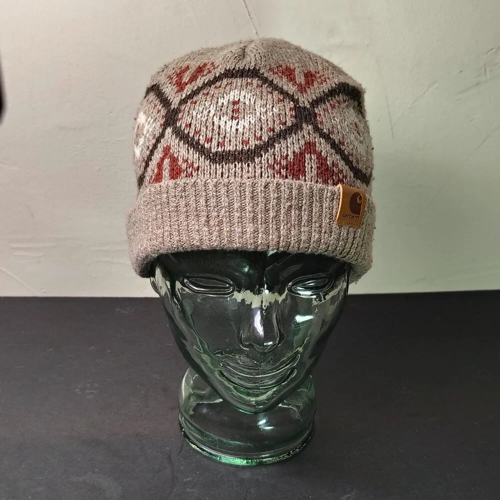 Carhartt Womens Springvale Beanie Hat Cap Desert Heather Knit Cuff Fair‎ Isle